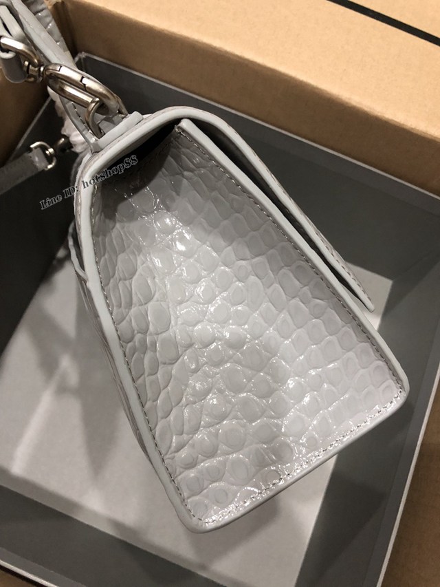 Balenciaga專櫃爆款大號手提女包 巴黎世家升級版鱷魚灰色銀扣Hourglass沙漏包 fyj1638